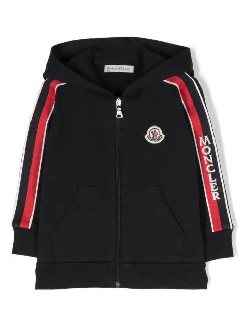 Moncler Enfant logo-patch zipped jersey hoodie