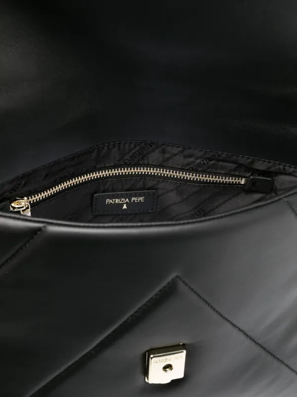Patrizia Pepe Fly Quilted Shoulder Bag Black FARFETCH IN