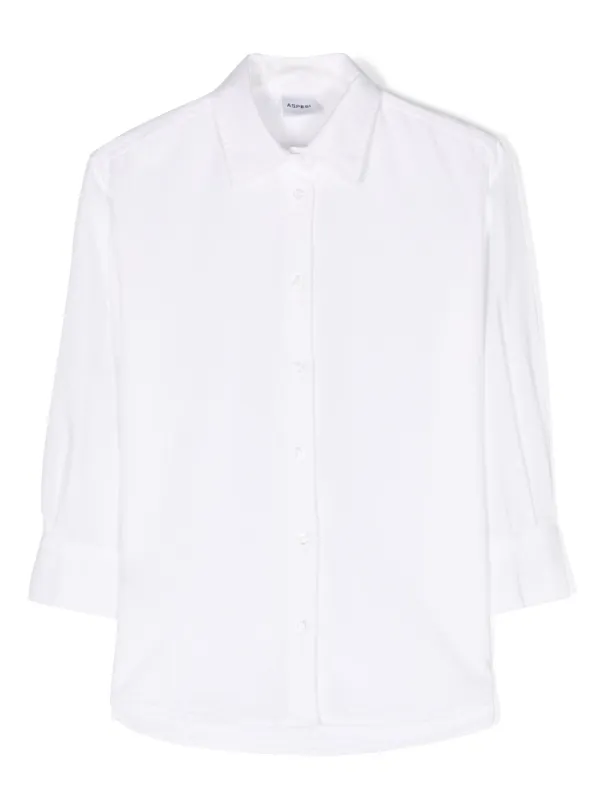 Spread-collar Cotton Jumpsuit