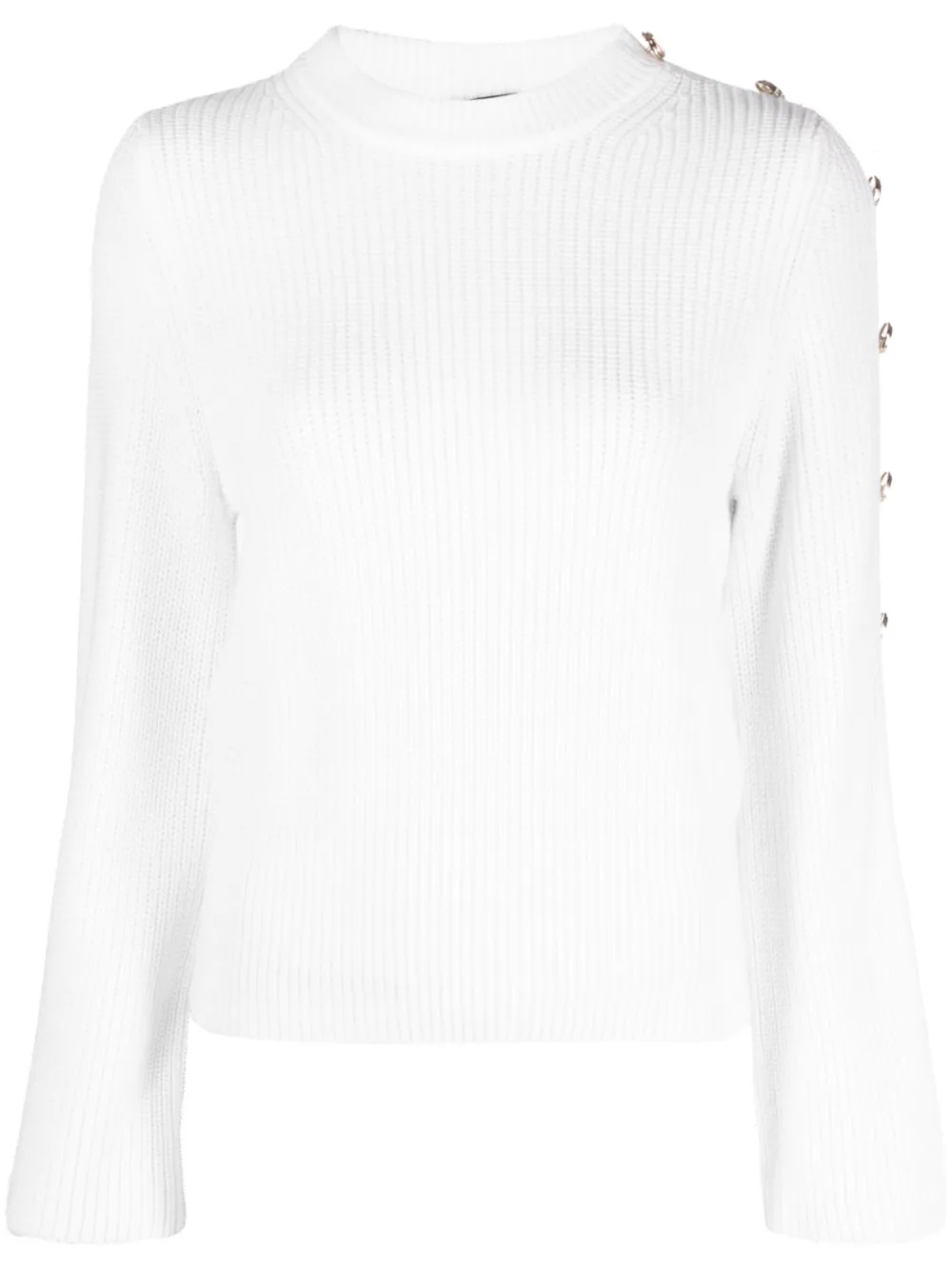 Liu •jo Ribbed-knit Buttoned Jumper In White