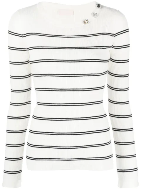 LIU JO appliqué-detail striped sweatshirt
