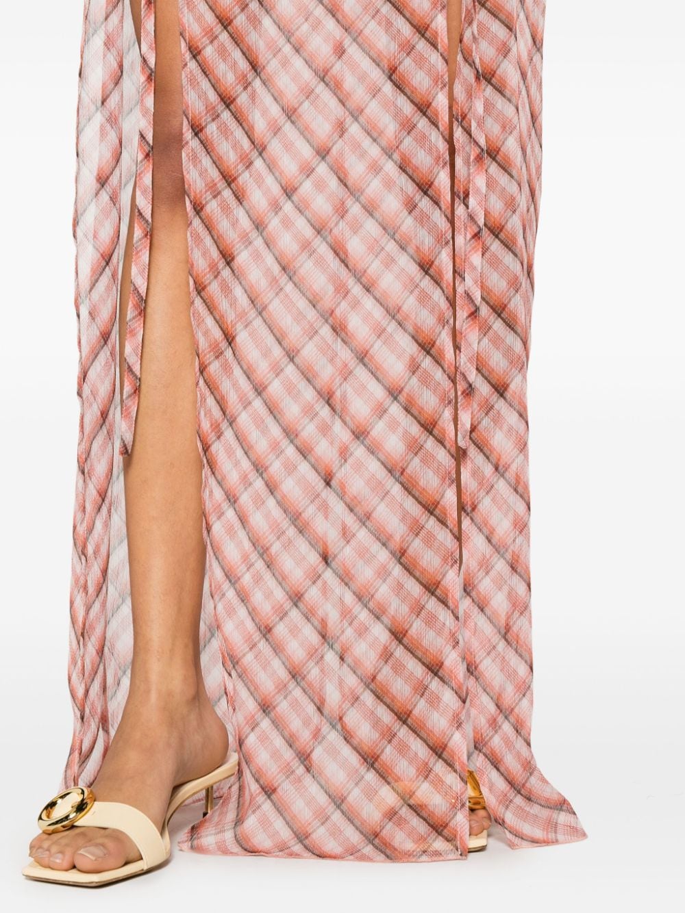 Shop Knwls Thrall Checked Maxi Skirt In Rosa