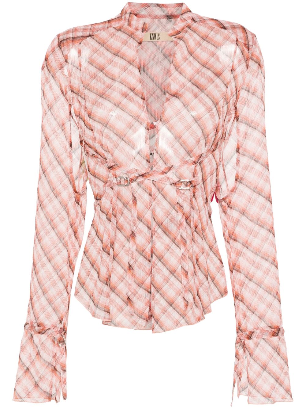 Image 1 of KNWLS Thrall strappy checked shirt