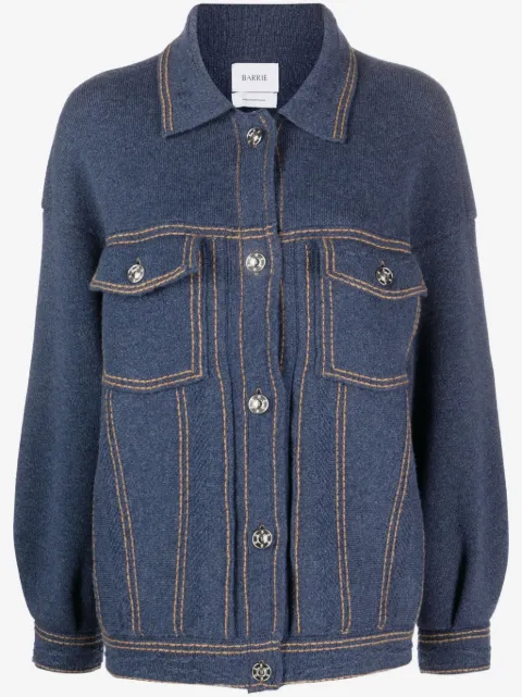 Barrie contrast-stitching denim-effect jacket