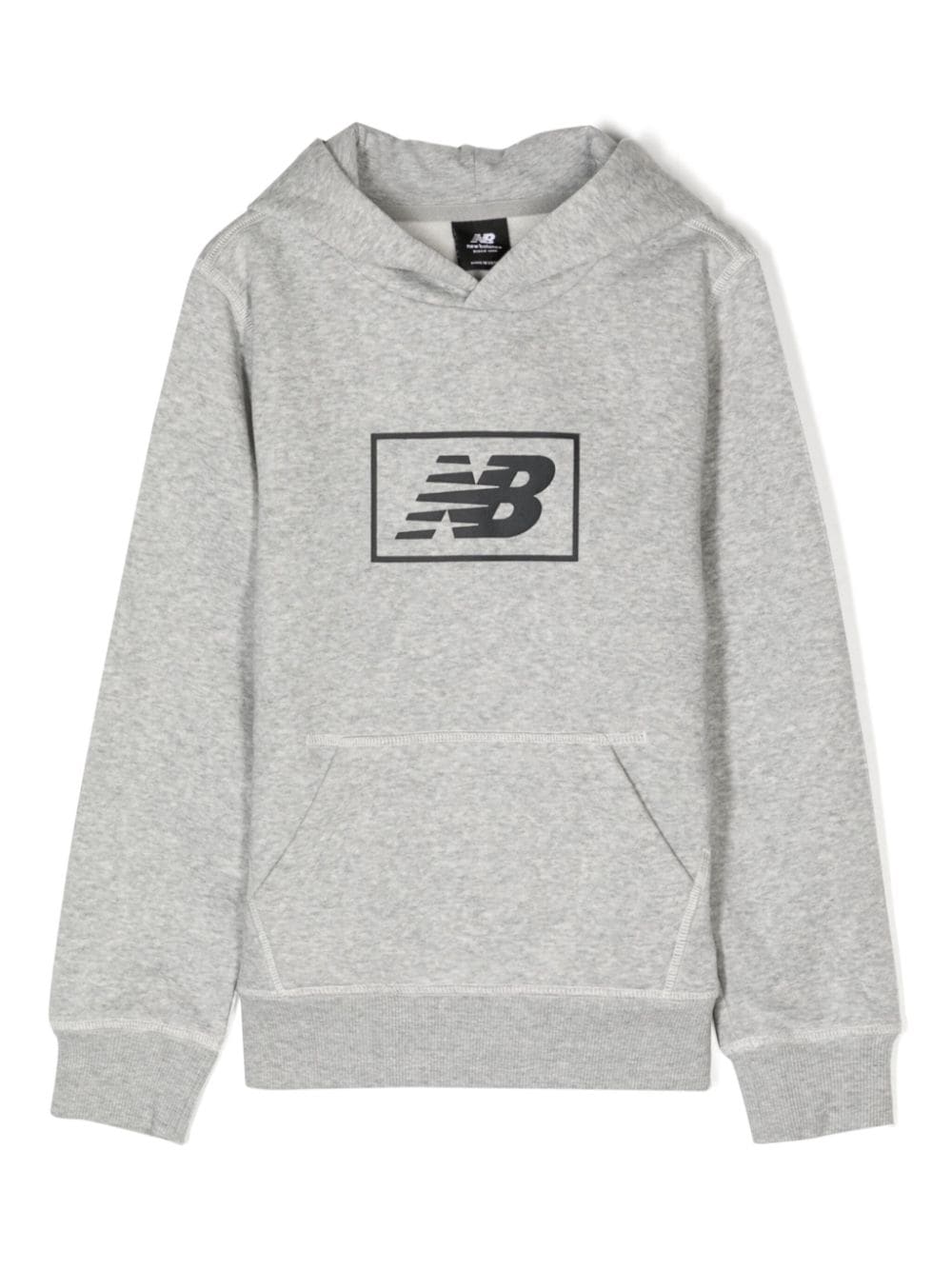 New Balance Kids logo-print pouch-pocket hoodie - GREY