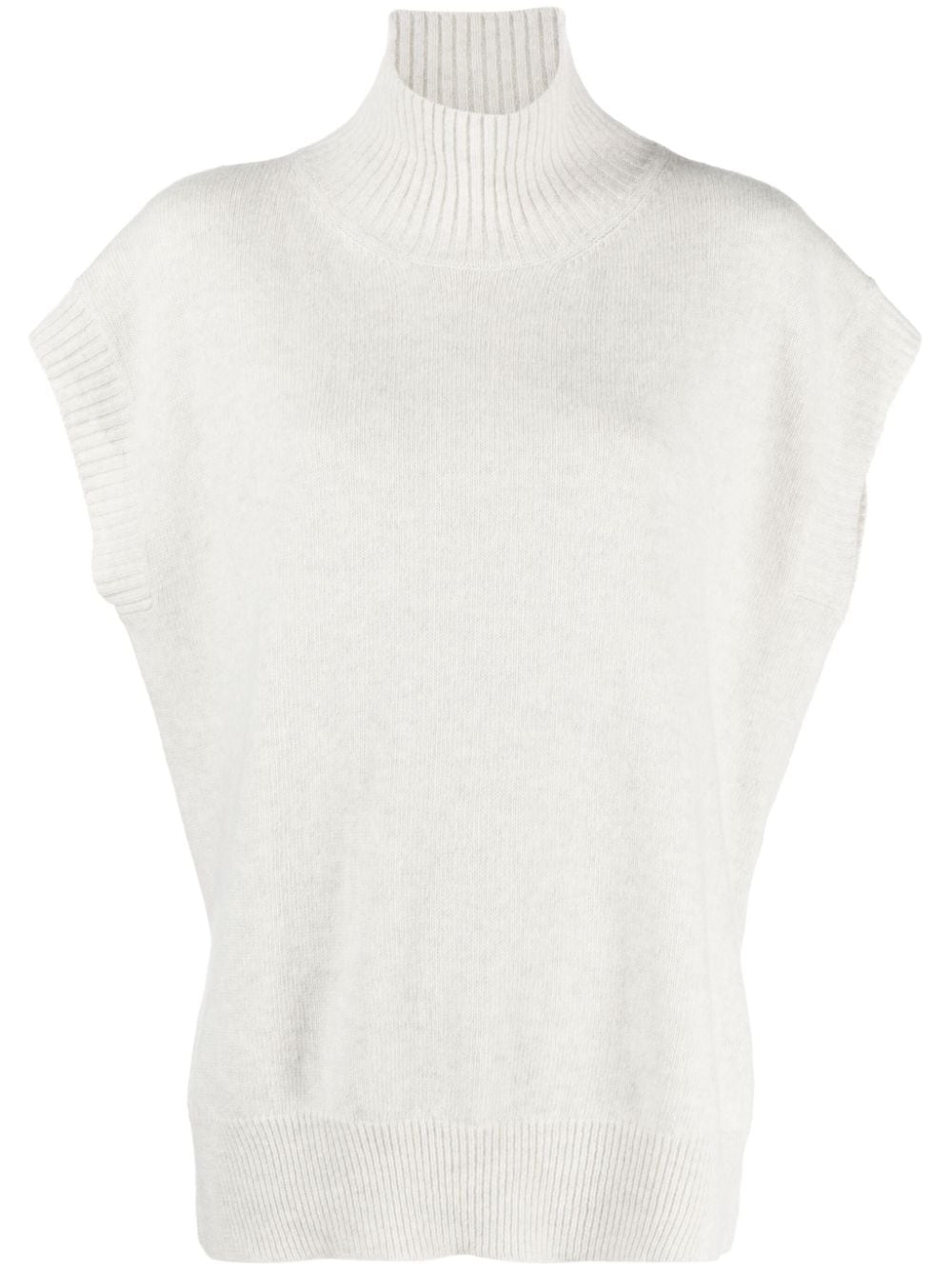 Roberto Collina Mock-neck Fine-ribbed Top In Grey