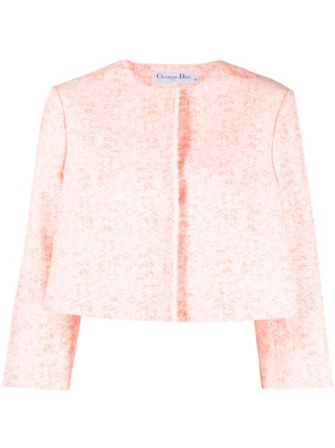 Christian Dior 2010s collarless boucle cropped jacket Women