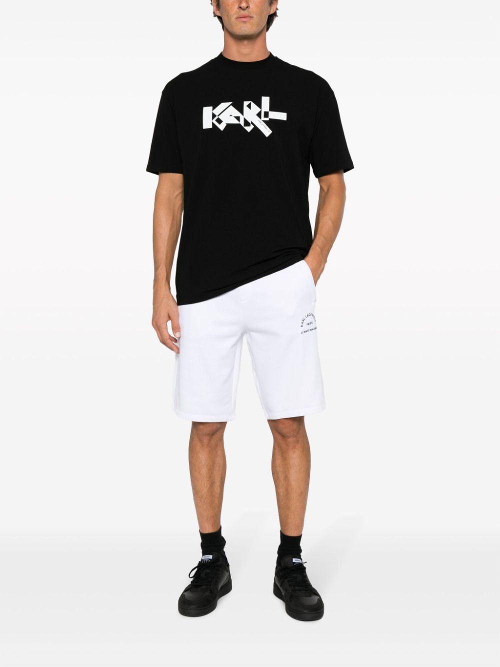 Karl Lagerfeld graphic-print cotton blend T-shirt - Zwart