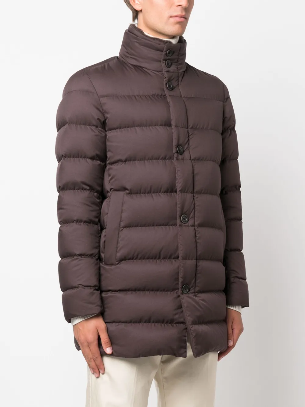 Shop Herno Feather-down Padded Jacket In Brown