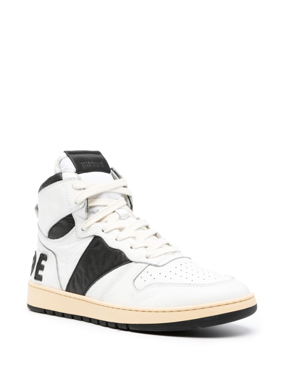 Shop Rhude Rhecess High-top Leather Sneakers In Black