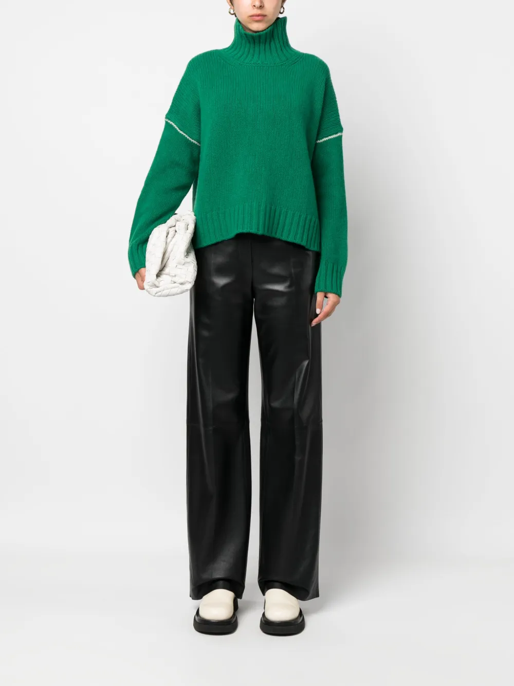 Woolrich Trui met contrasterend stiksel - Groen