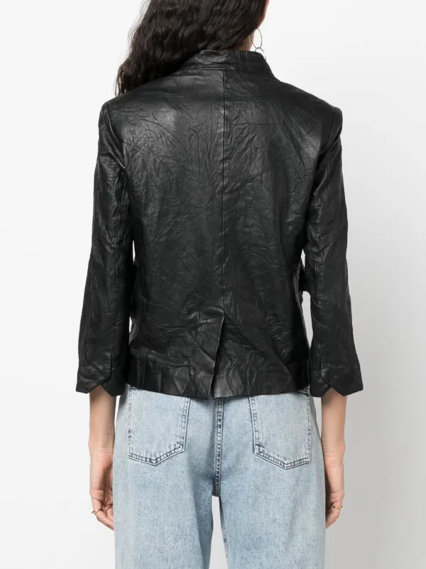 Open front shop leather jacket