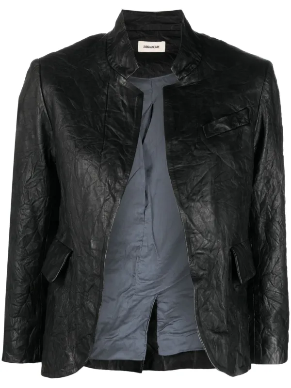 Open front shop leather jacket