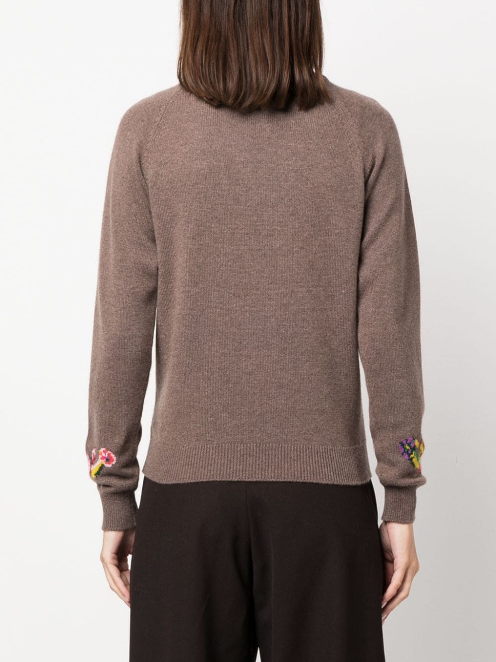 Shop Barrie Floral Intarsia-knit Cashmere Jumper In Brown