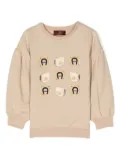 Aigner Kids logo-print crew-neck sweatshirt - Brown
