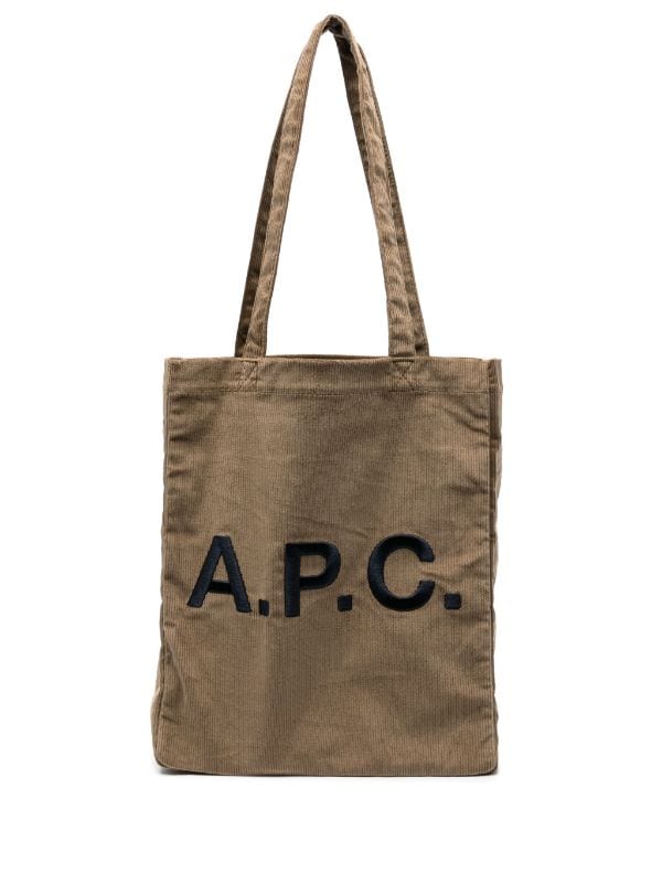 logo-embroidered corduroy tote bag, A.P.C.