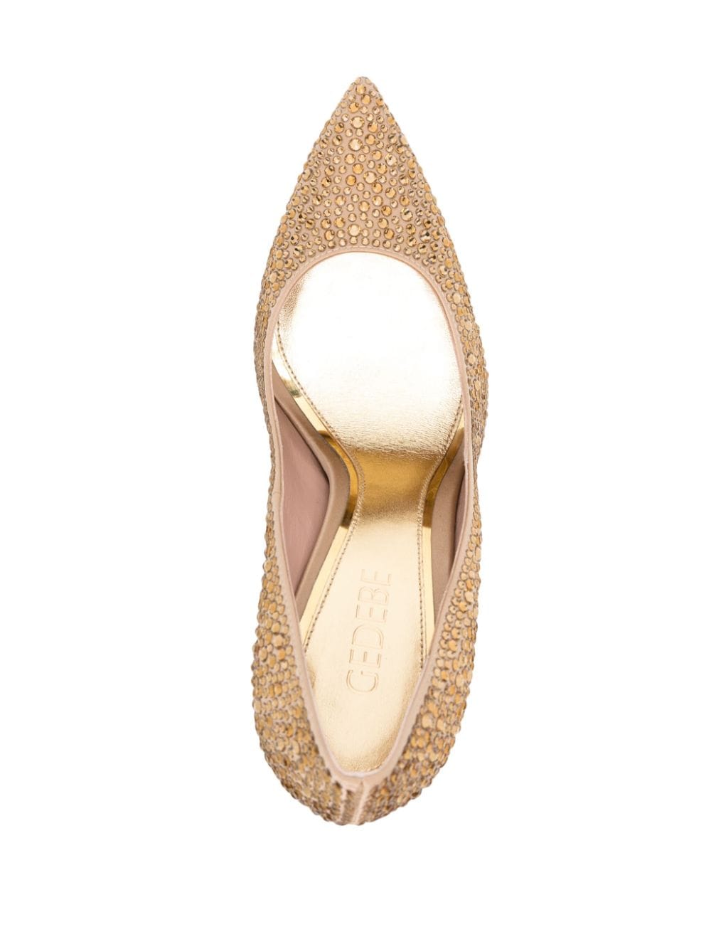 Shop Gedebe 110mm Crystal-embellished Leather Pumps In Neutrals