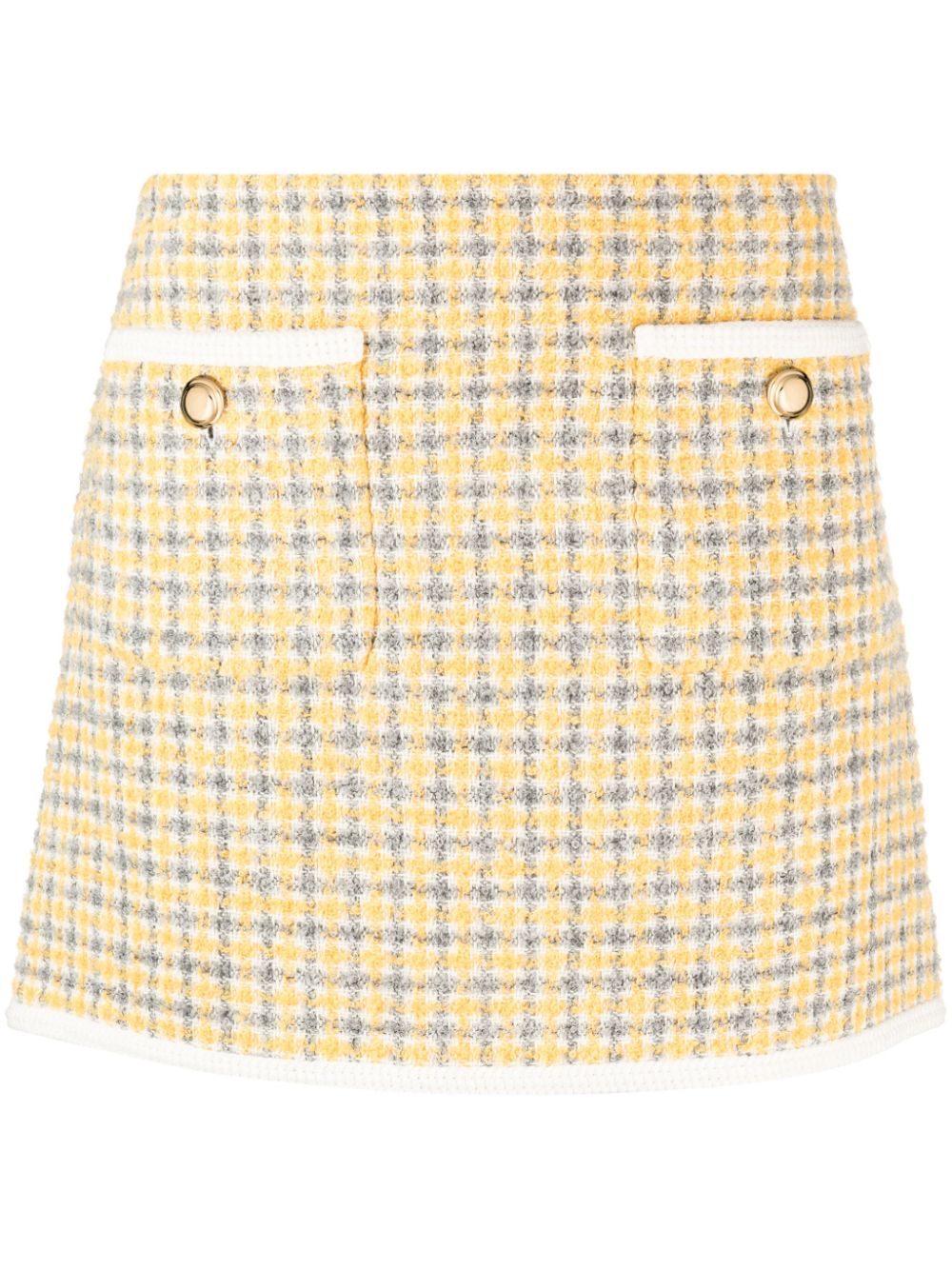 Image 1 of Miu Miu bouclé check-pattern miniskirt