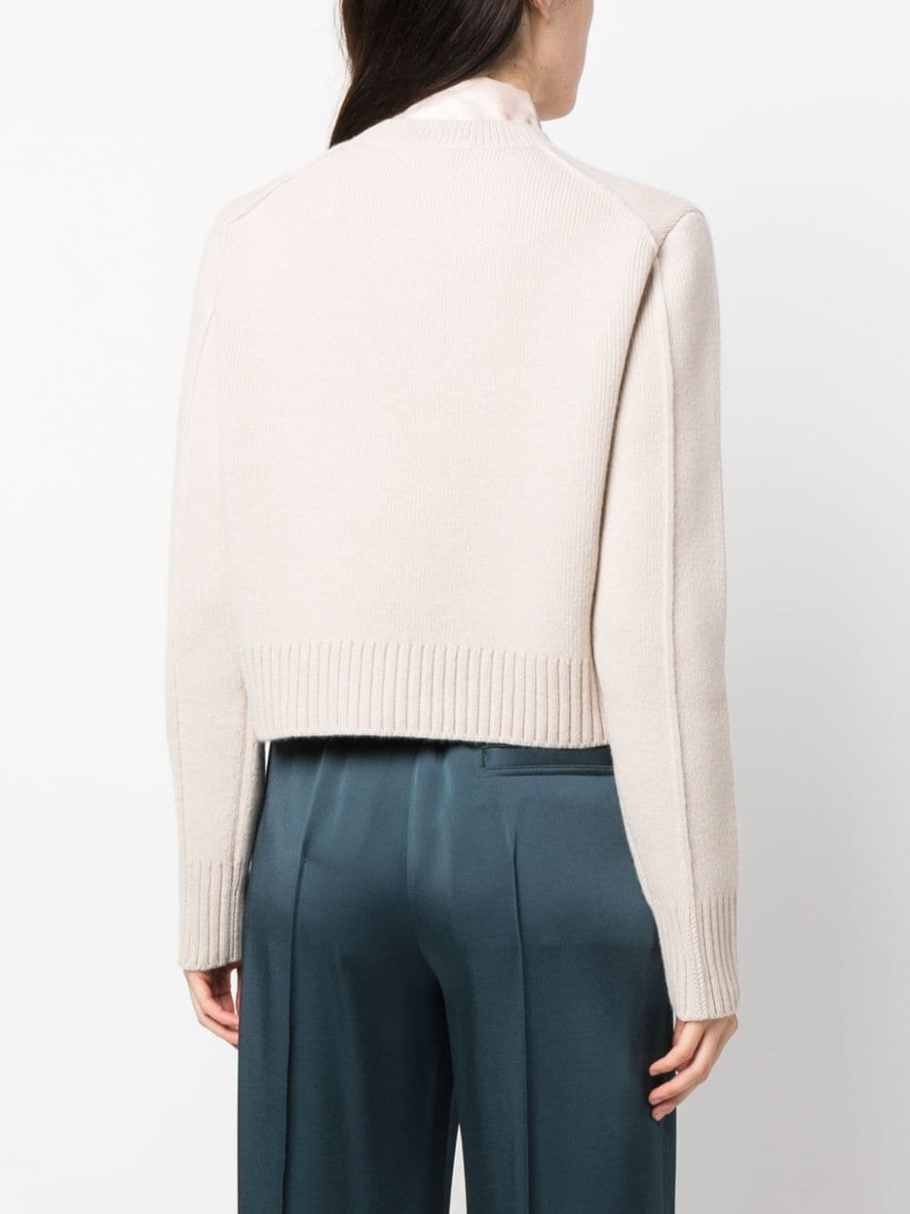 Shop Lanvin Crew-neck Cropped Jumper In Neutrals