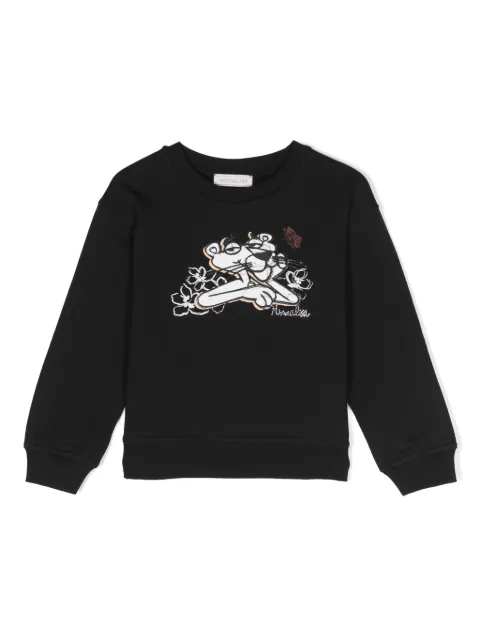 Monnalisa Pink Panther-embroidered cotton sweatshirt