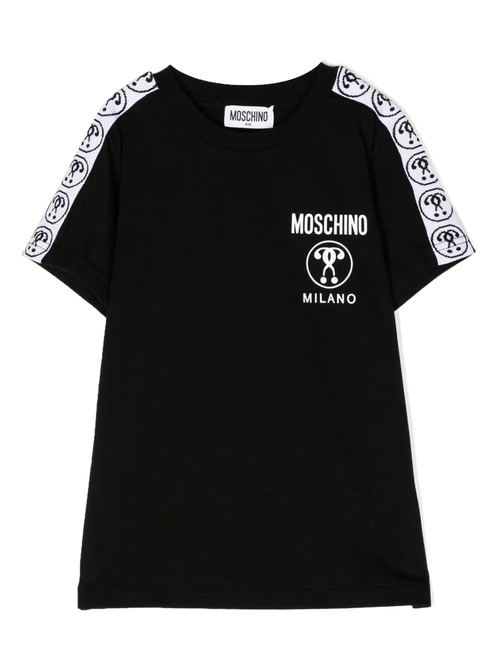 Moschino Kids' Logo-print Side-stripe T-shirt In Black