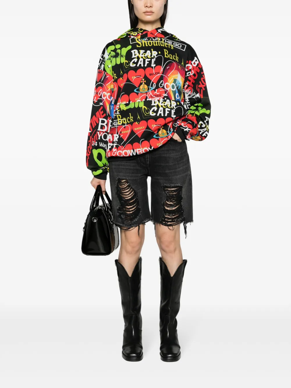 Vivienne Westwood Graphic Orb-print Hoodie In Black