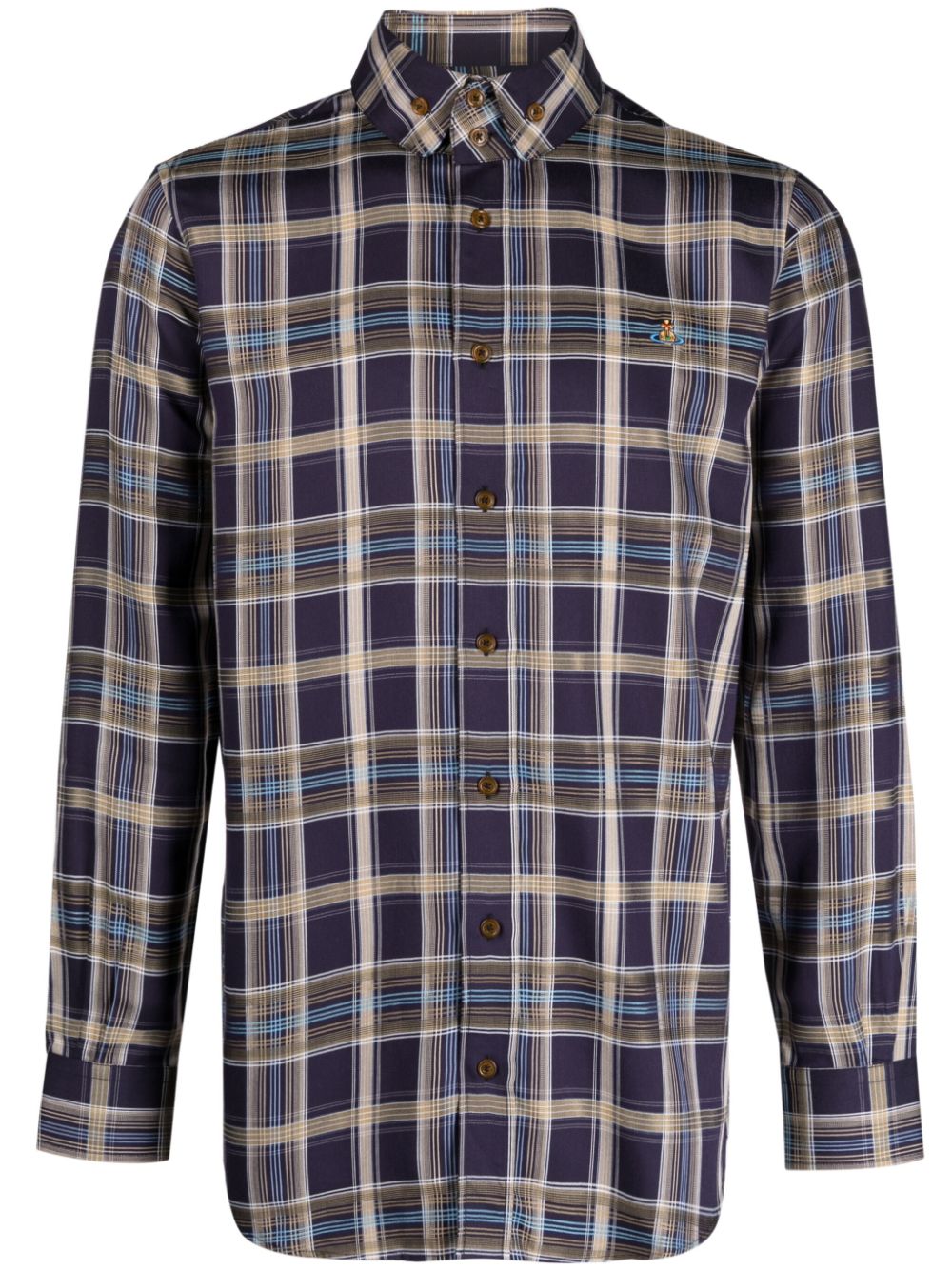 Vivienne Westwood Check-print Long-sleeve Shirt In Blue