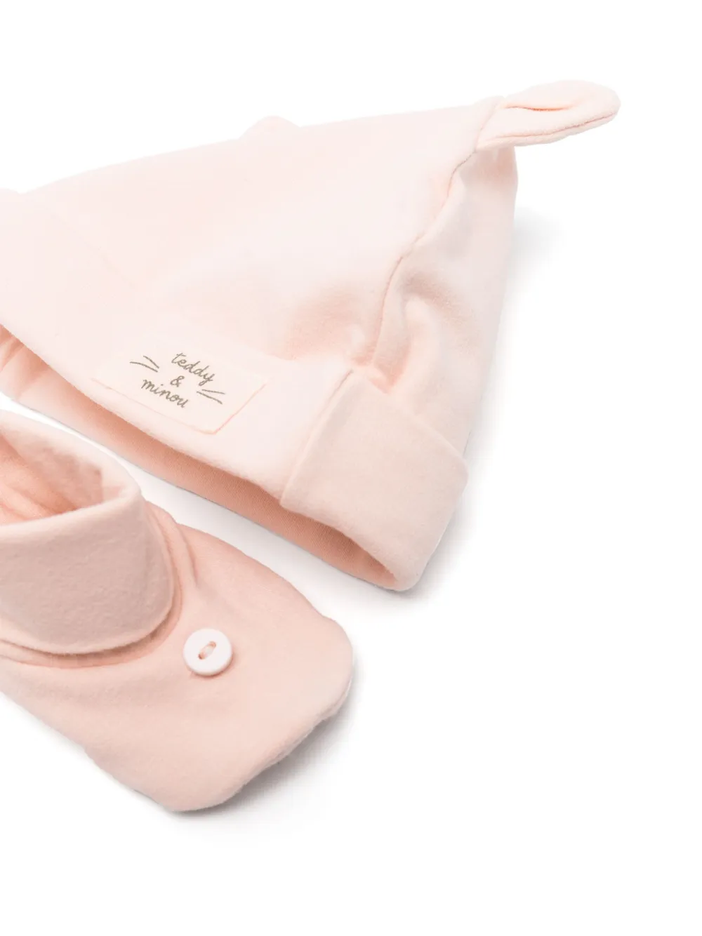 TEDDY & MINOU logo-patch hat set - Roze