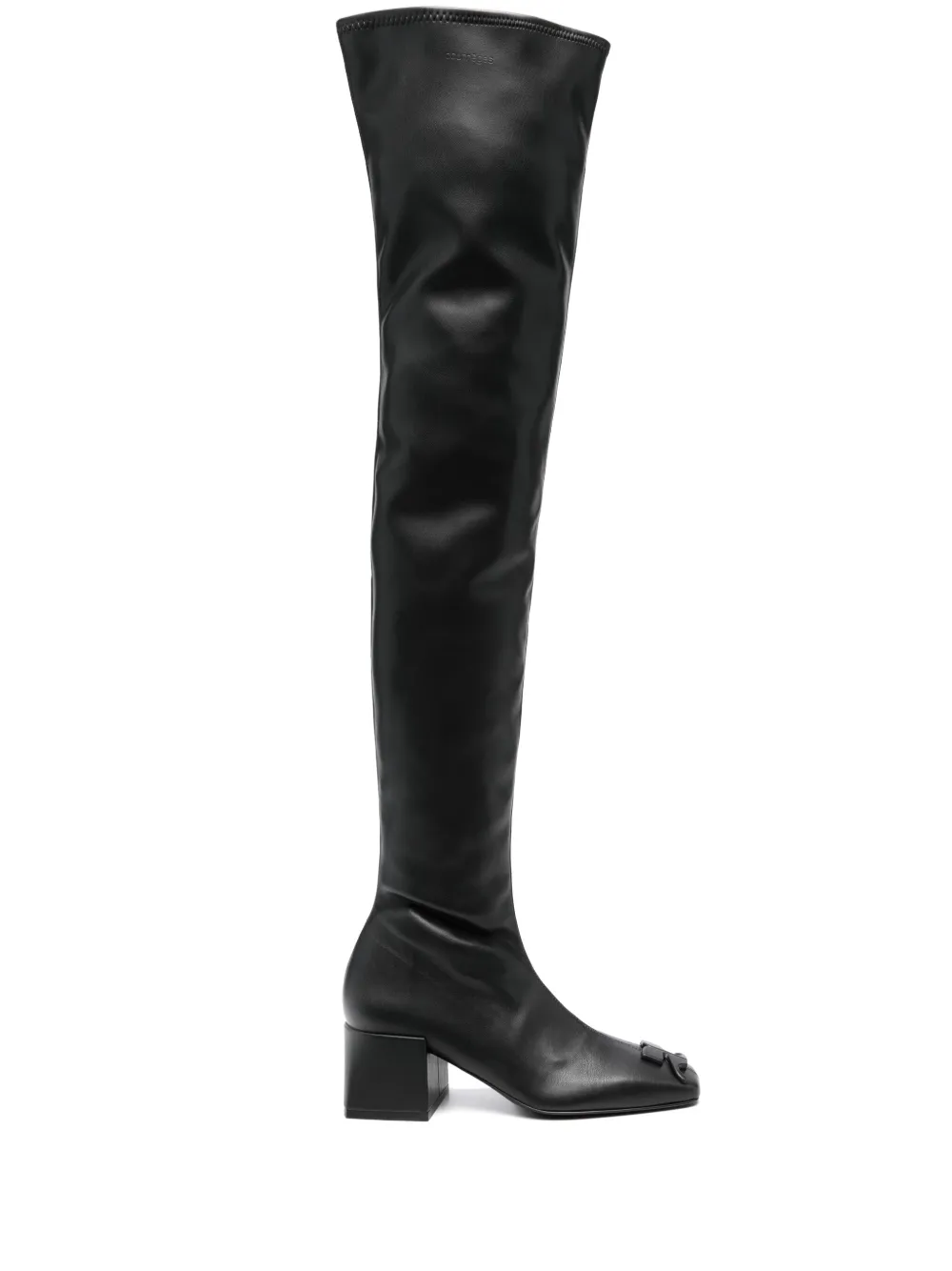 Courrèges 60mm Logo-plaque Leather Boots In Black