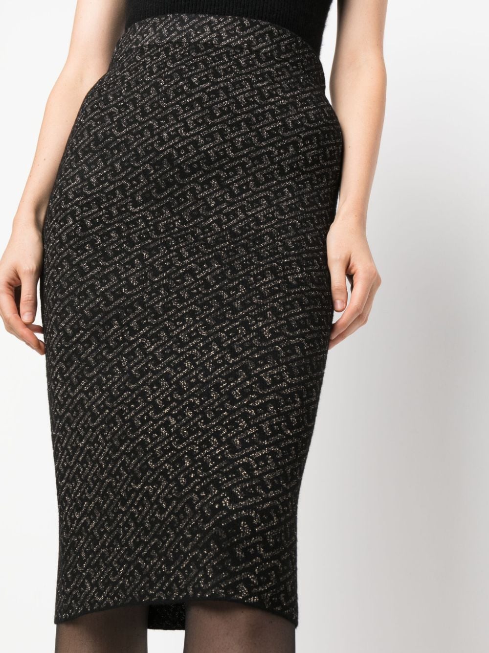 Shop Liu •jo Logo-jacquard High-waist Skirt In Schwarz