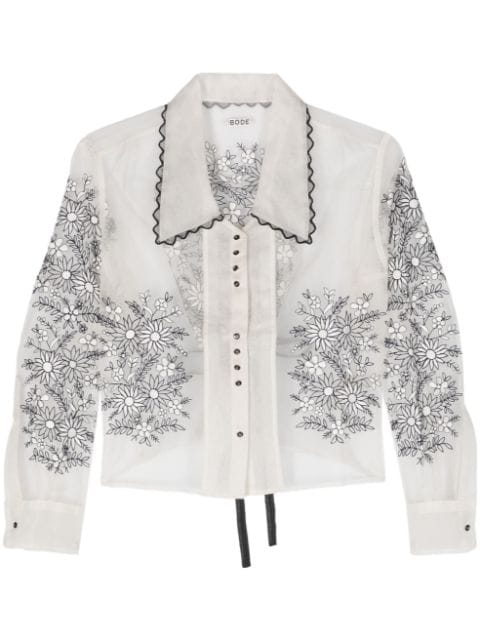 BODE floral-embroidered silk blouse