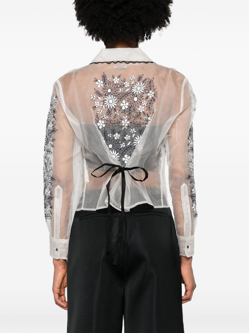 Shop Bode Floral-embroidered Silk Blouse In White