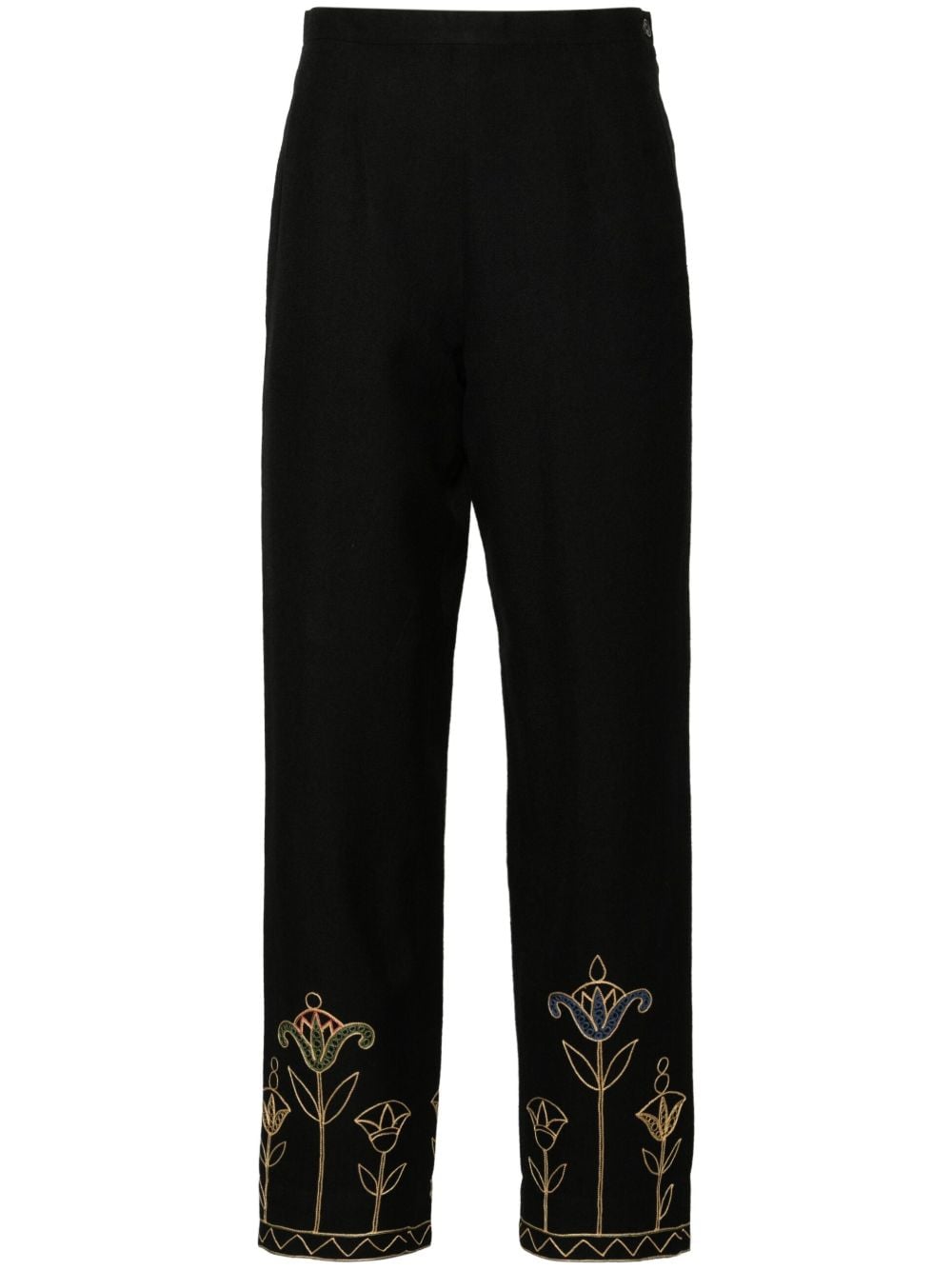 Bode Blooming Stems Mid-rise Straight-leg Trousers In 蓝色