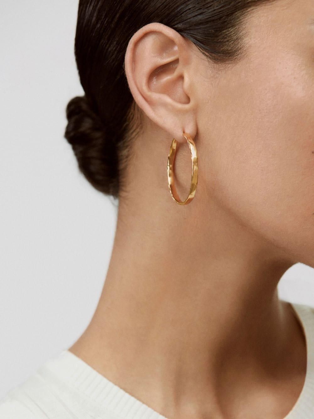 Shop Monica Vinader Largesiren Muse Wave Hoop Earrings In Gold