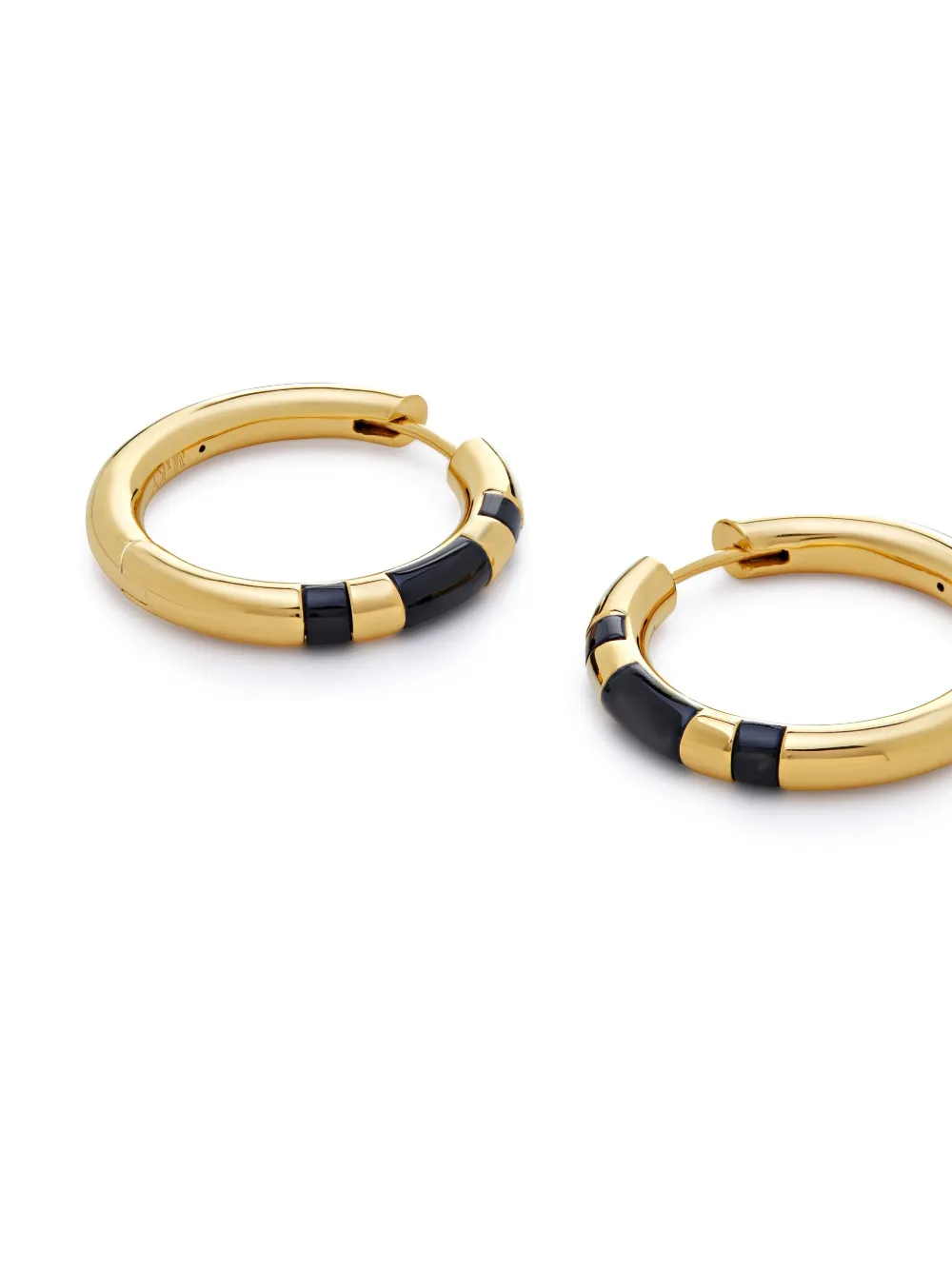 Monica Vinader X Kate Young Onyx Hoop Earrings In Gold