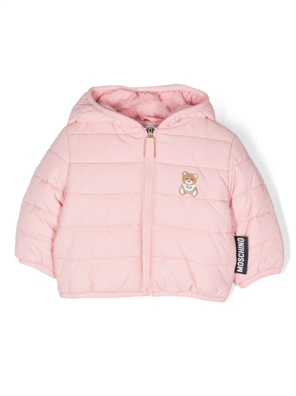 Moschino Babies' Teddy Bear Hooded Padded Coat In Pink
