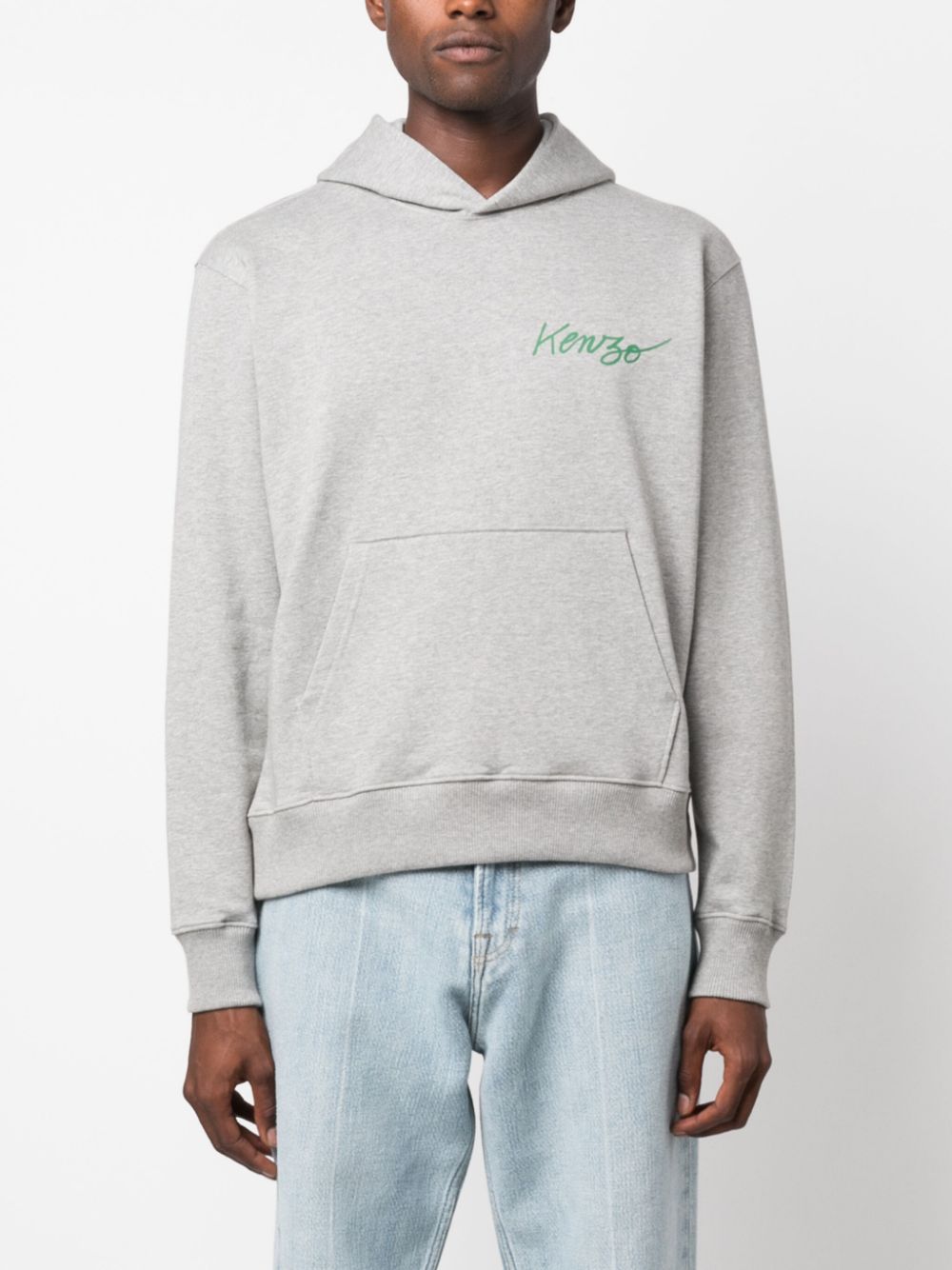 Kenzo graphic-print melange cotton hoodie Men