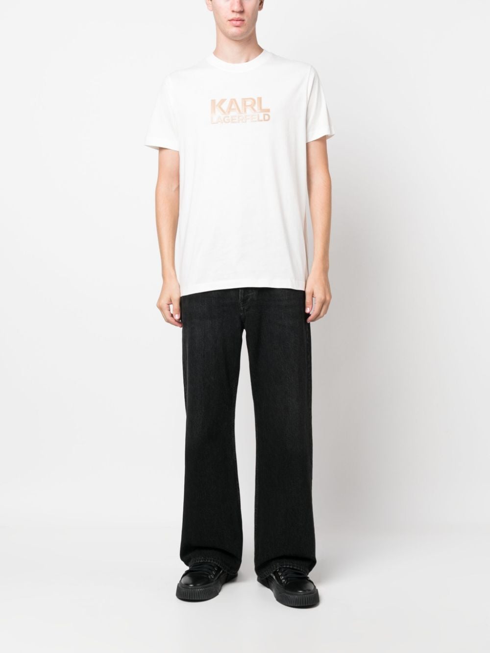 Karl Lagerfeld T-shirt met logo-reliëf - Wit