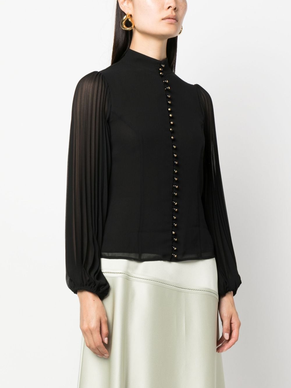 Shop Zimmermann Sunray Sheer-sleeved Blouse In Black