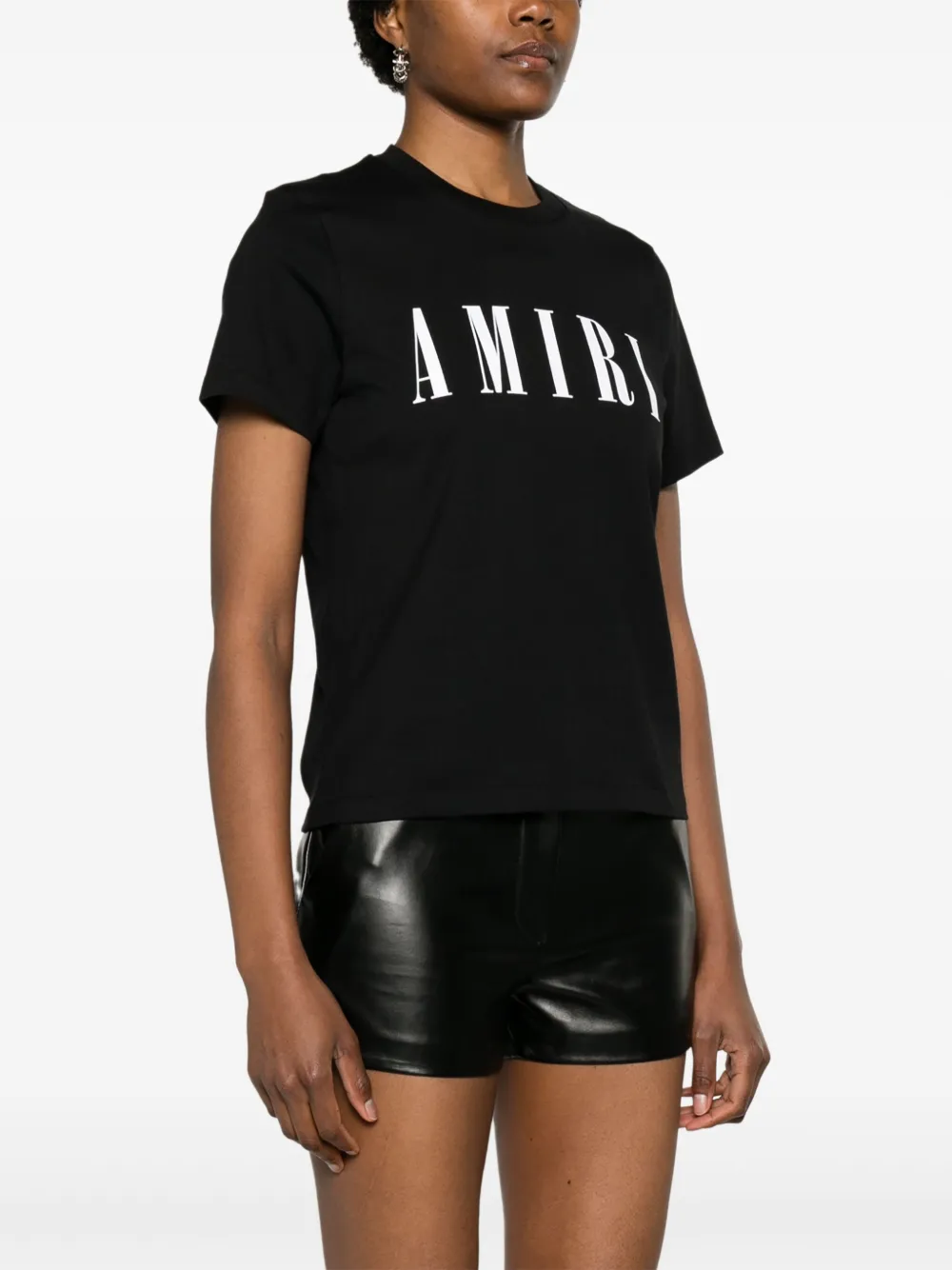 Shop Amiri Logo-print Cotton T-shirt In Black