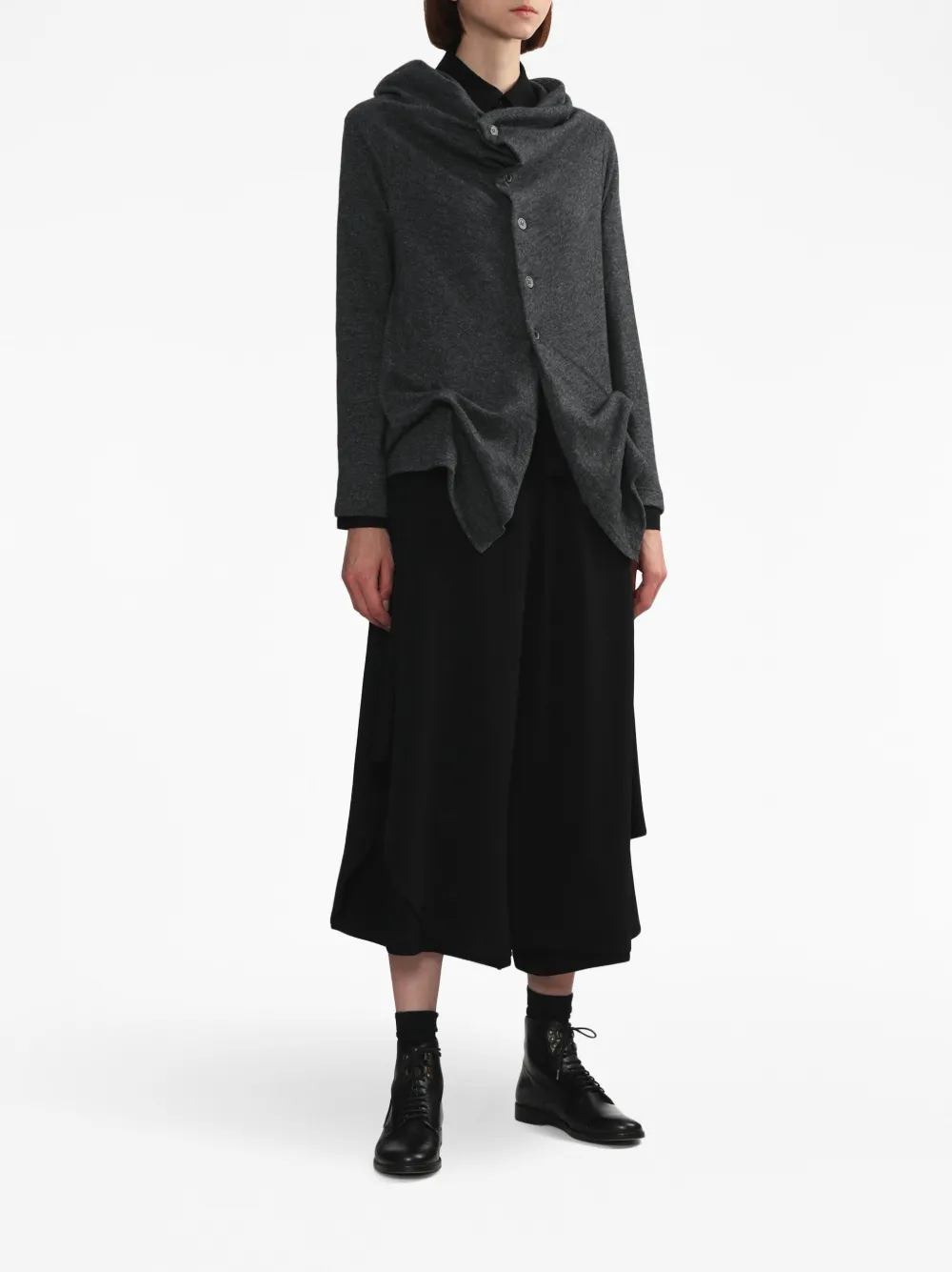 Y's cropped wide-leg trousers - Zwart