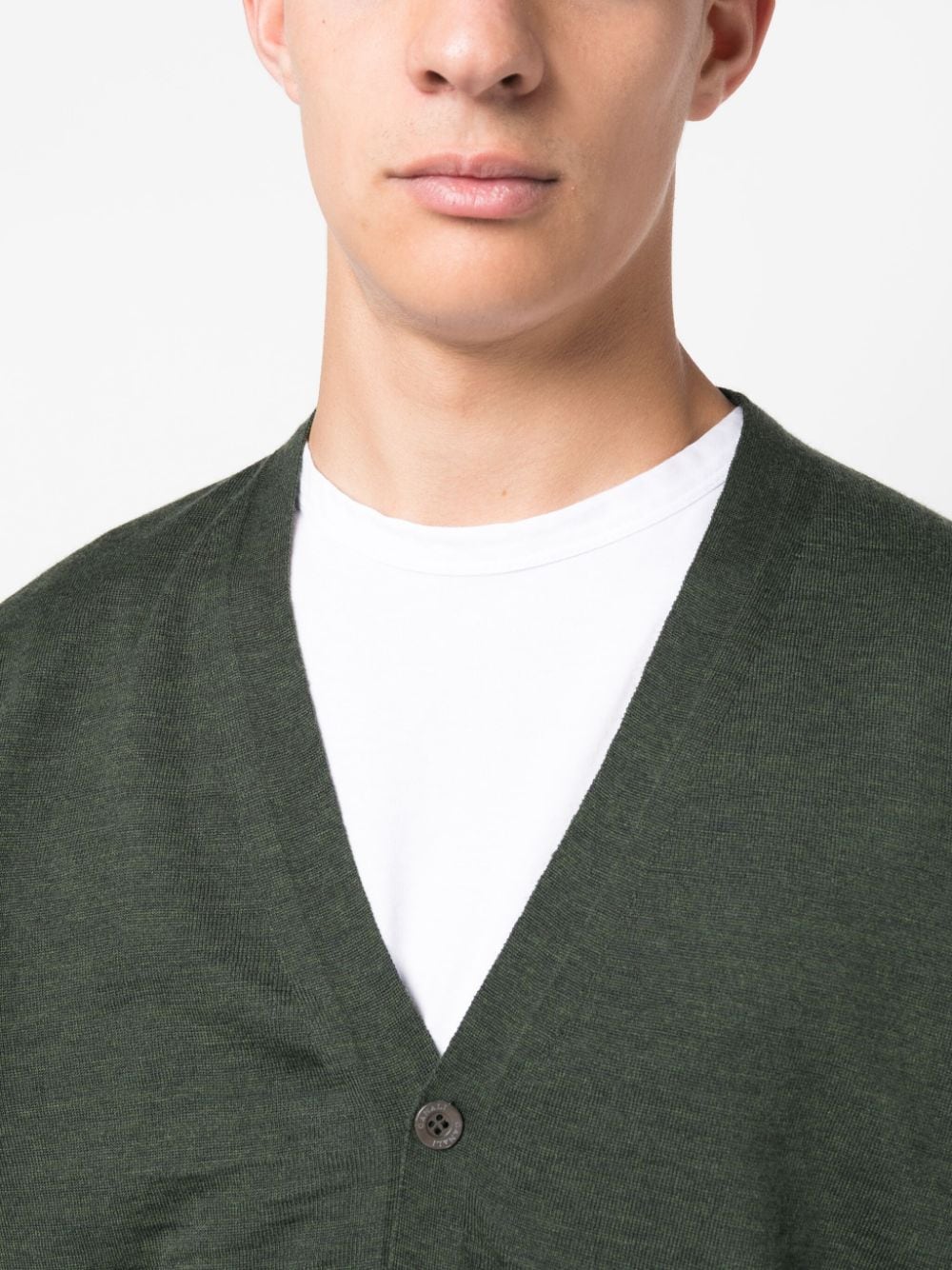 Shop Canali V-neck Merino-wool Cardigan In Green