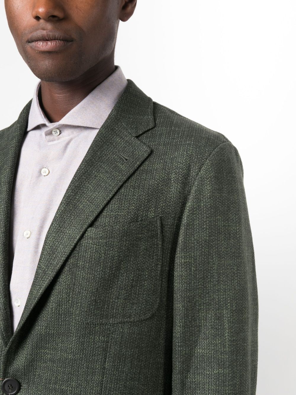 Shop Canali Single-breasted Wool-blend Blazer In Green