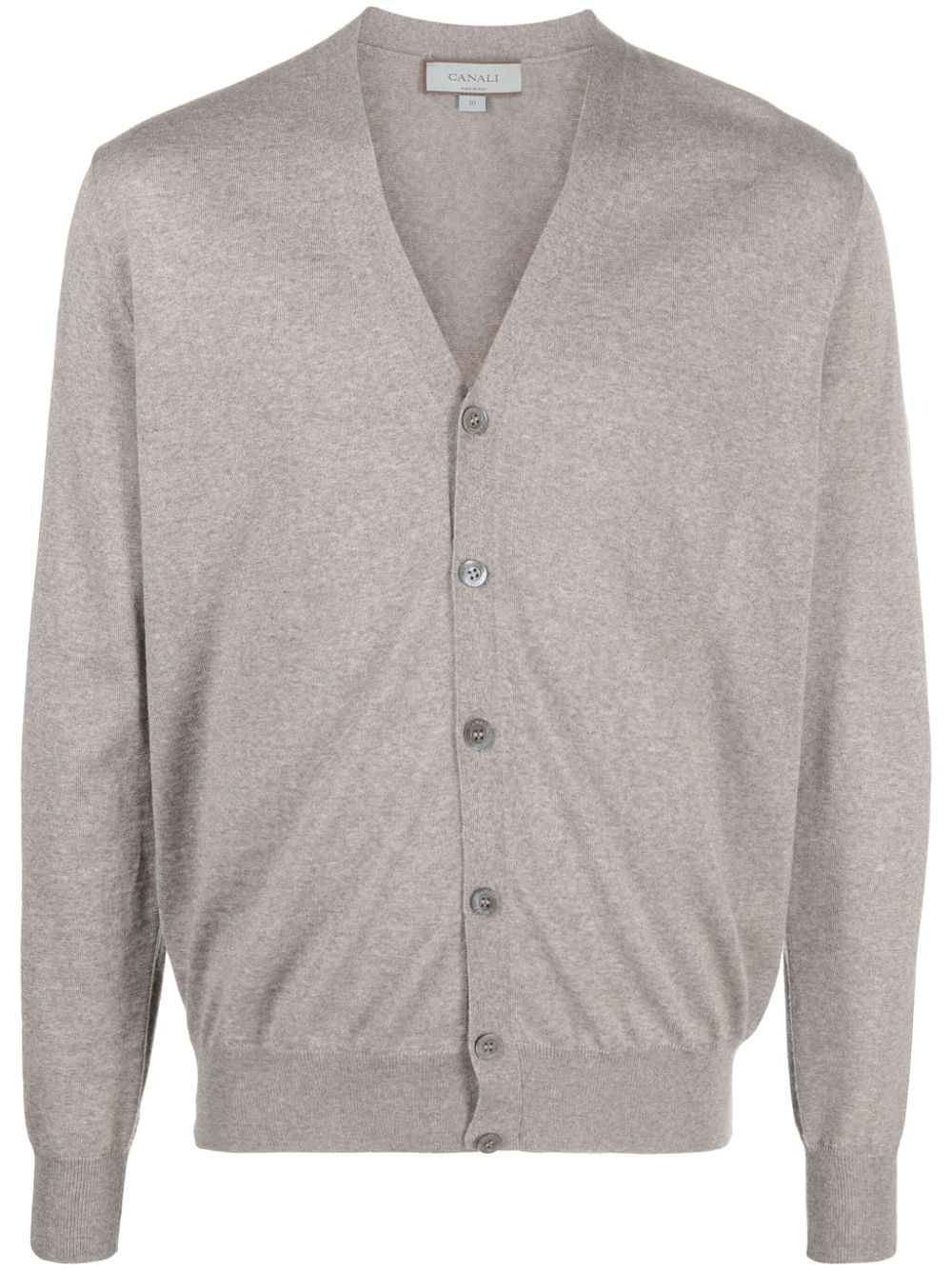 Canali V-neck Merino-wool Cardigan In Neutrals