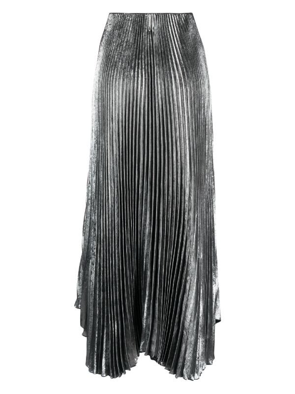 Bimba y Lola metallic effect Pleated Midi Skirt Farfetch