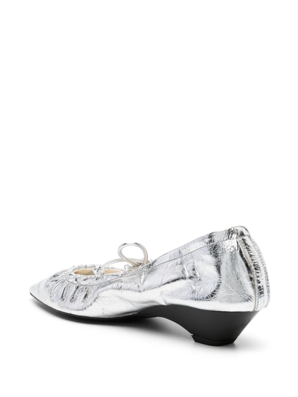 Shop Bimba Y Lola 40mm Metallic Pointed-toe Leather Pumps In Silber