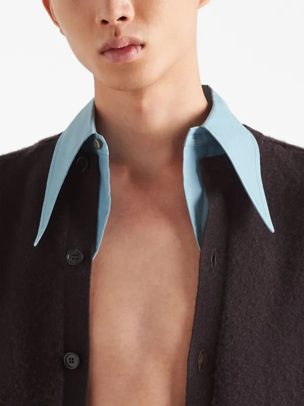 Prada collar-detail Cashmere Cardigan | Brown | FARFETCH Prada collar-detail Cashmere Cardigan | Brown | FARFETCH