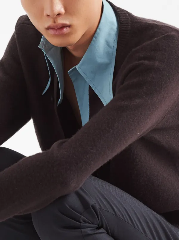 Prada collar-detail Cashmere Cardigan | Brown | FARFETCH Prada collar-detail Cashmere Cardigan | Brown | FARFETCH