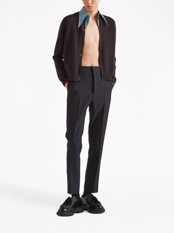 Prada collar-detail Cashmere Cardigan | Brown | FARFETCH Prada collar-detail Cashmere Cardigan | Brown | FARFETCH