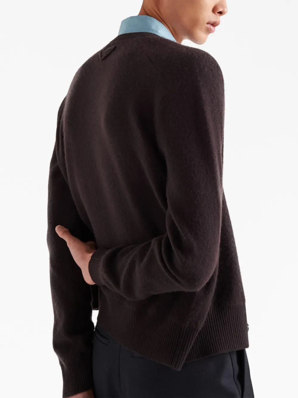 Prada collar-detail Cashmere Cardigan | Brown | FARFETCH Prada collar-detail Cashmere Cardigan | Brown | FARFETCH